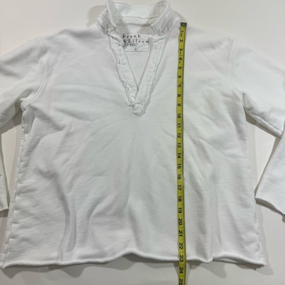 Frank Eileen Patrick Popover Henley Sweatshirt White - Picture 7 of 7